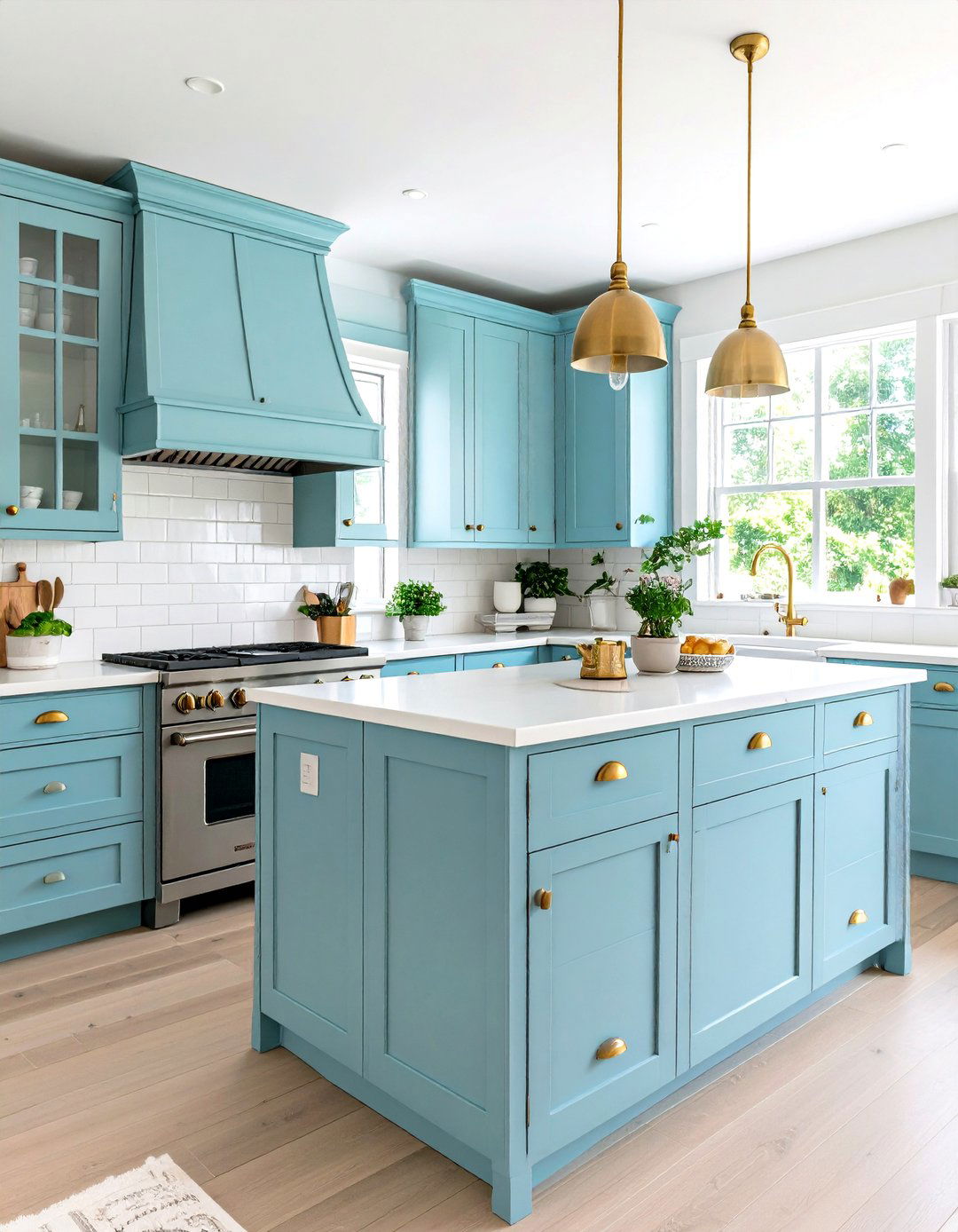 Powder Blue Cabinets - 25 painting kitchen cabinet ideas