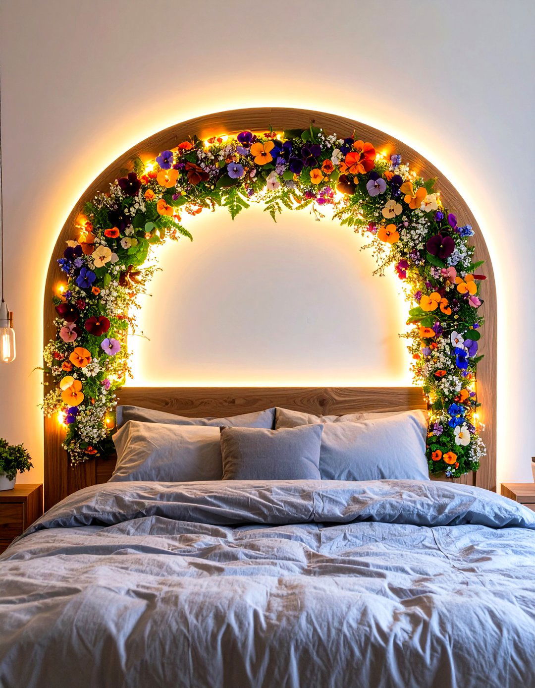 Pressed Flower Headboard Artwork - 25 fairy-themed bedroom ideas