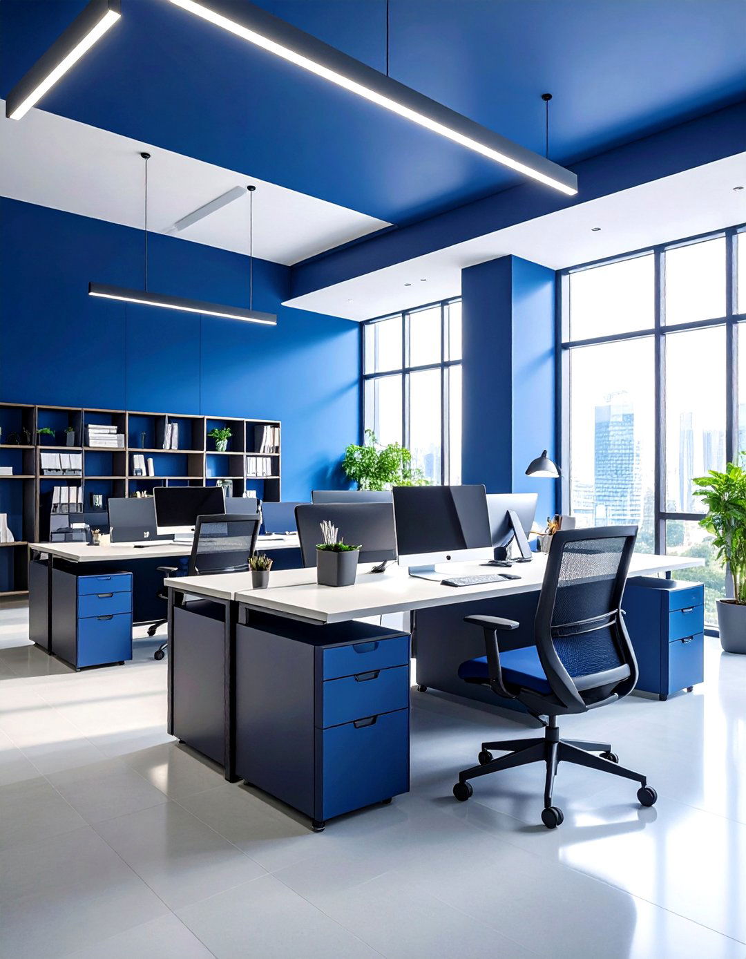 Productivity Blue Office Wallpaper Backed by Psychology - 25 office wallpaper ideas