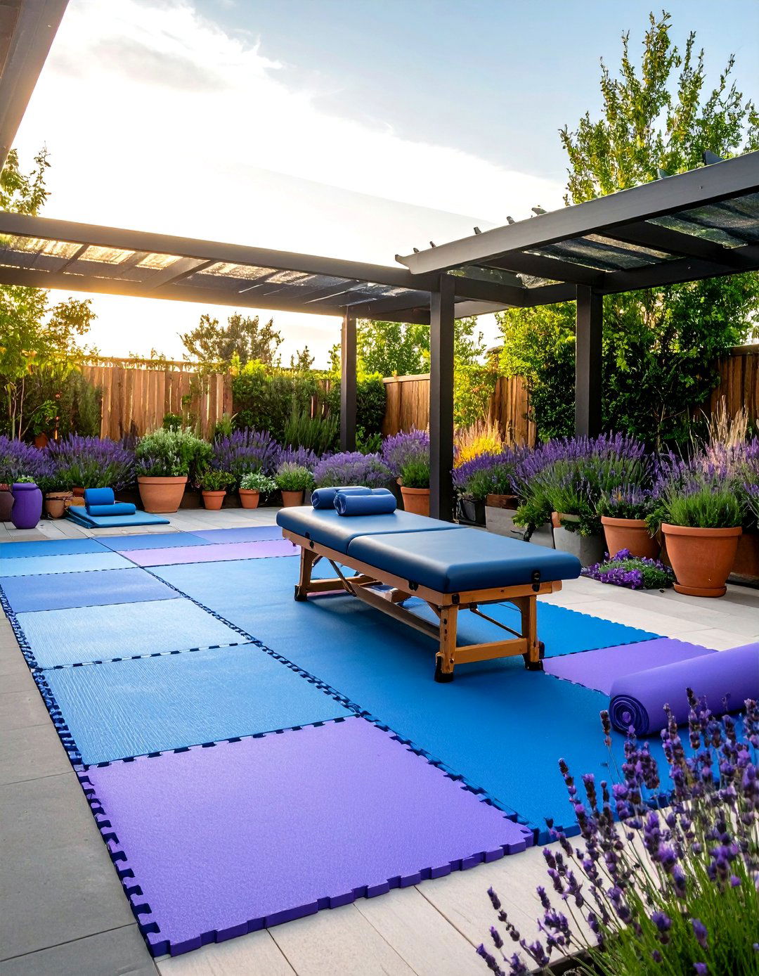 Quiet Outdoor Gym Focused on Stretching and Breathwork - 25 outdoor gym ideas