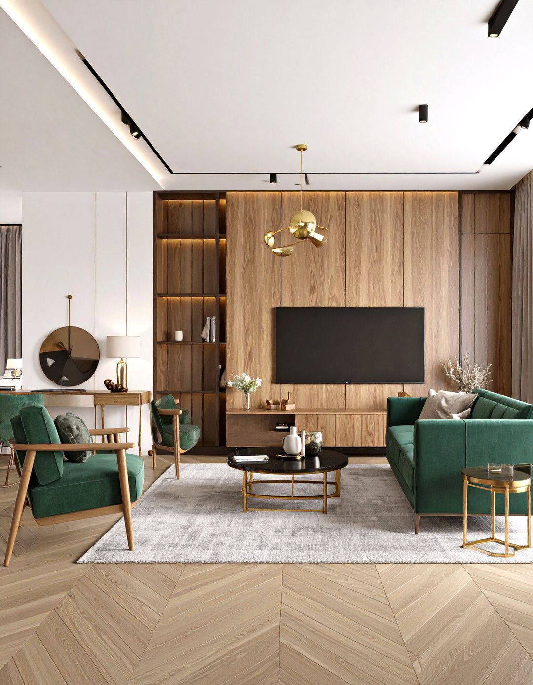 Quietude Washed Modular Study - 25 dark green home library ideas and inspiration