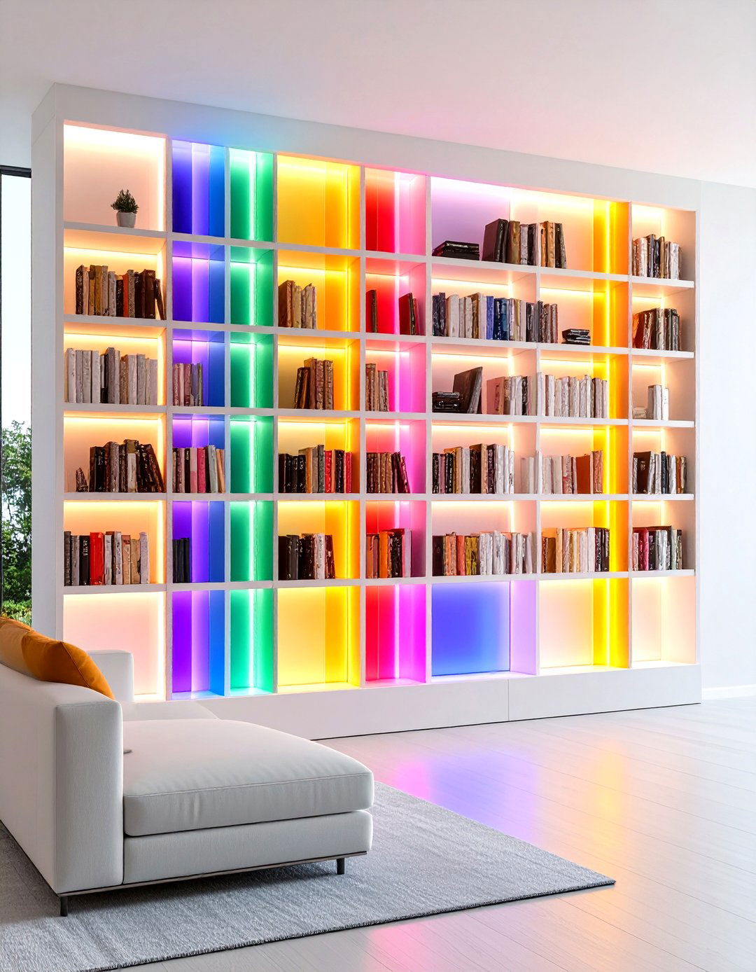 RGBIC Gradient Bars Paint Dynamic Bookshelf Lighting - 25 bookshelf lighting ideas