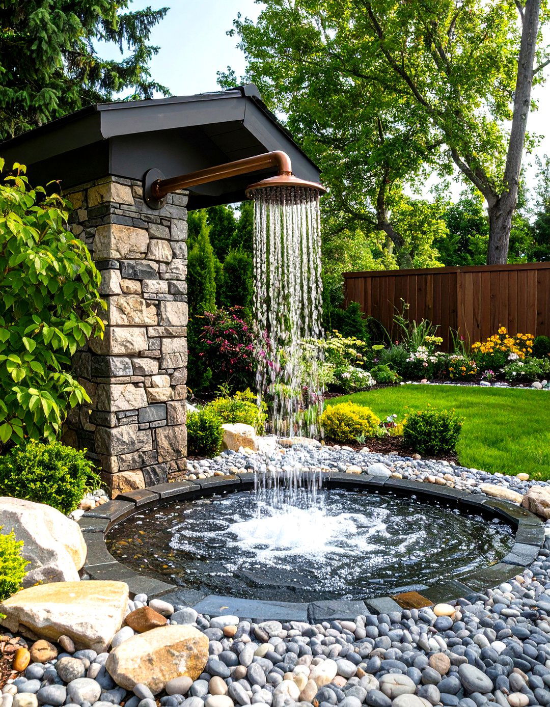 Rain Chain Drainage Outdoor Shower - 25 outdoor shower ideas