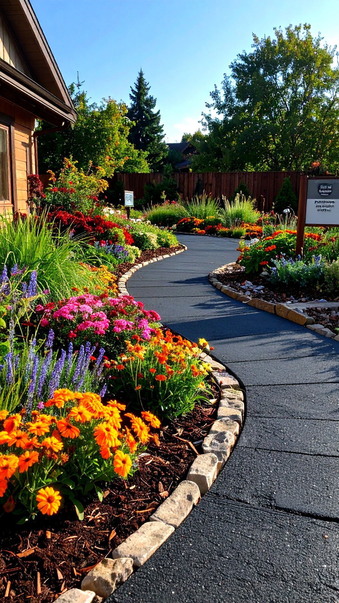 Rain Garden Integrated Asphalt Walkway for Sustainable Drainage - 25 asphalt walkway ideas