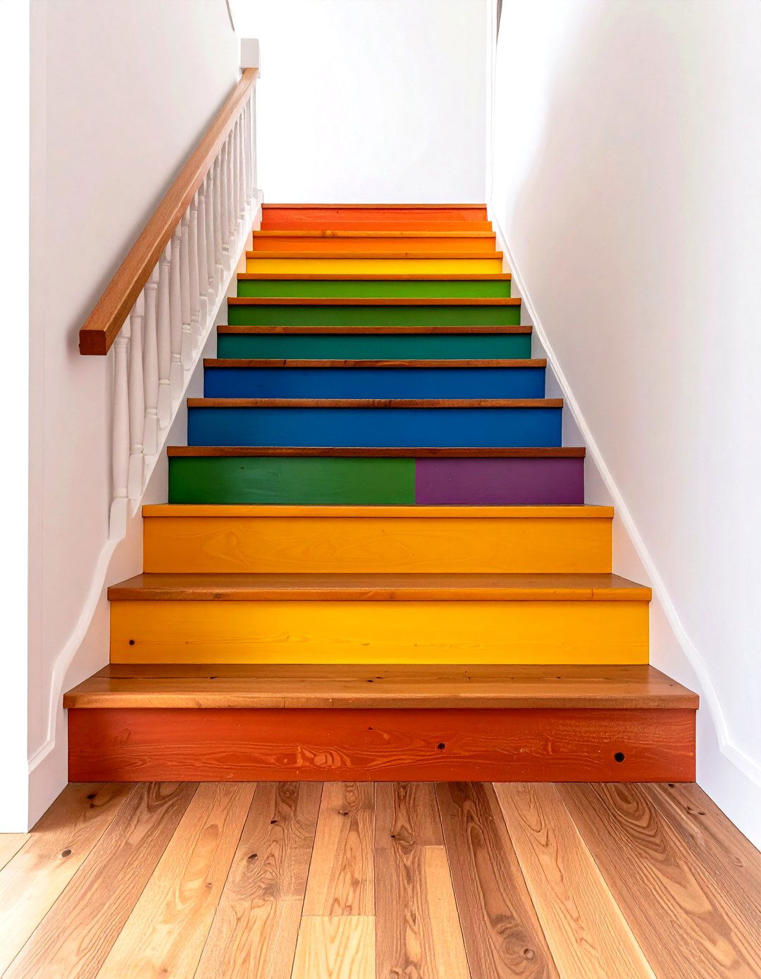 Rainbow Painted Stairs for Playful Energy - 25 painted stair ideas