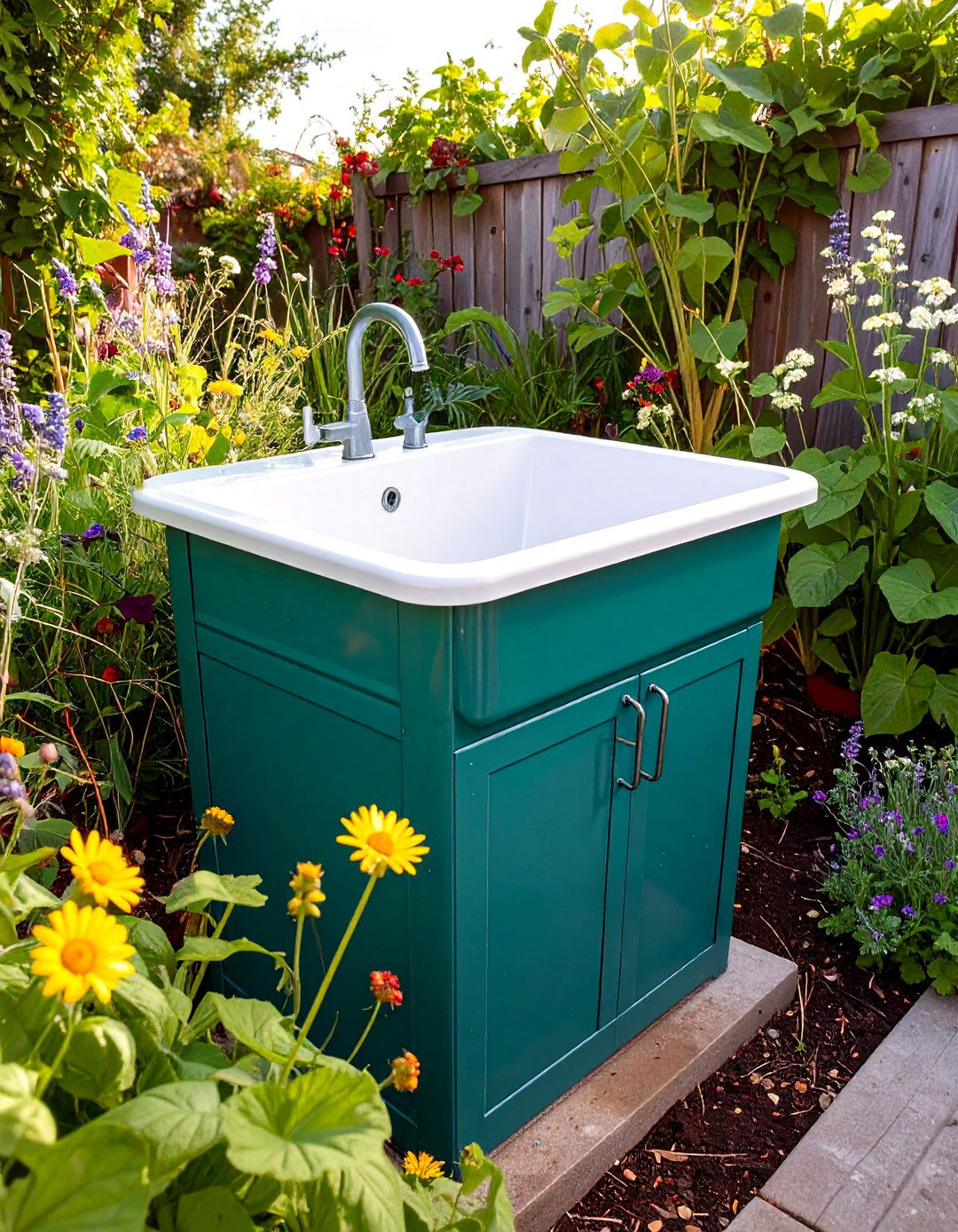 Rainwater Fed Laundry Sink for Grey Water Reuse - 25 outdoor laundry area design ideas