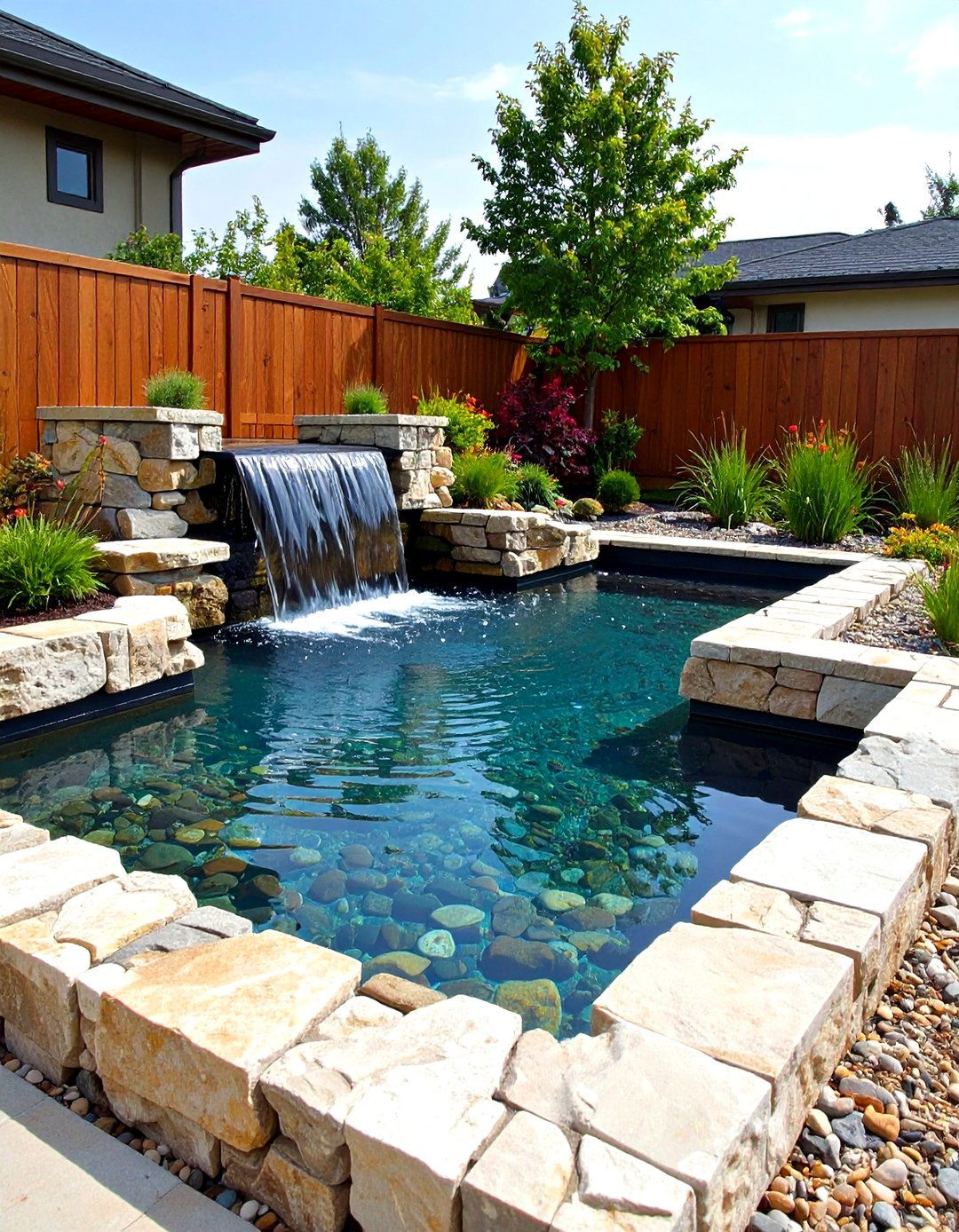 Raised Formal Stone Pond - 25 backyard pond ideas