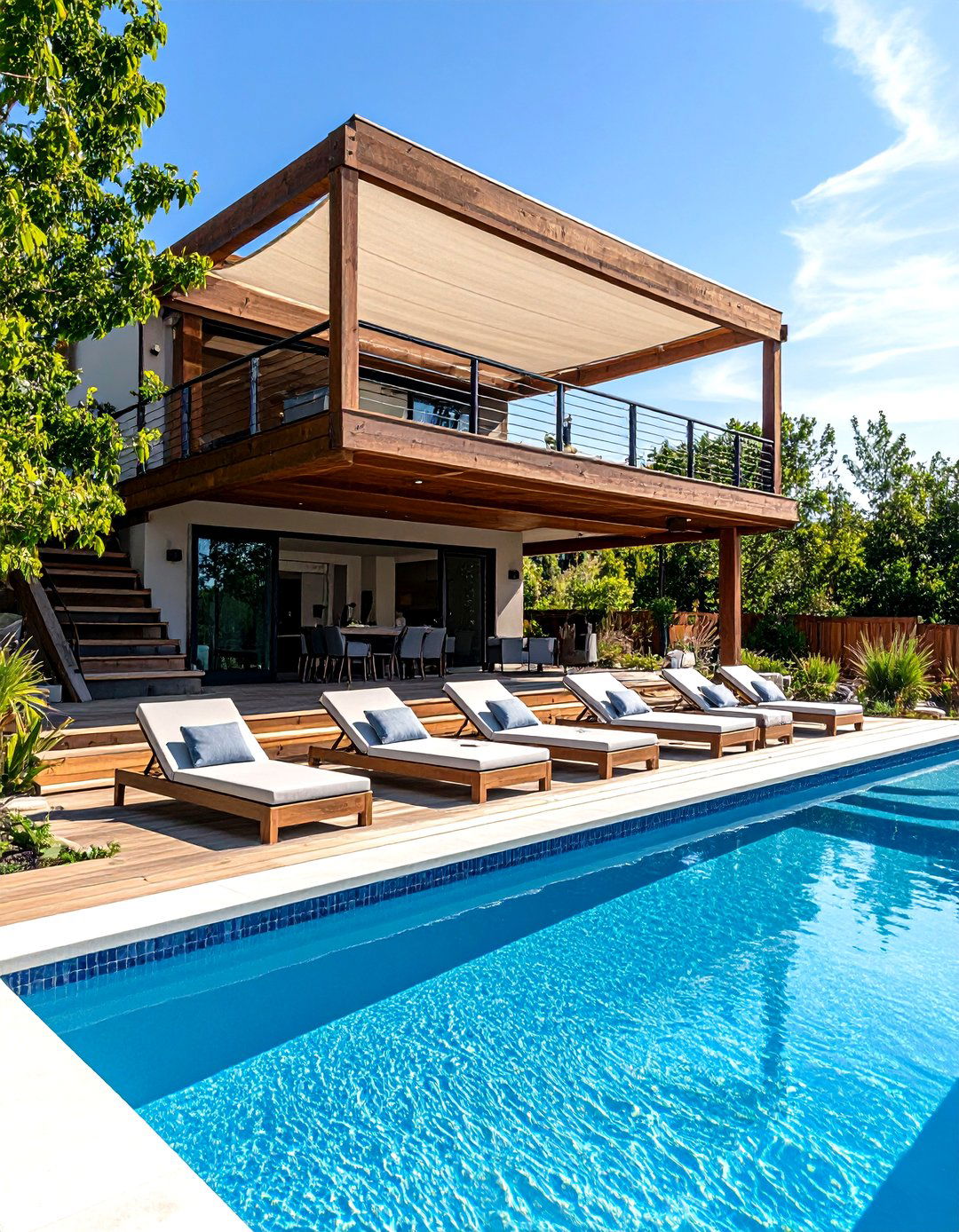 Raised Lounger Platform Maximizes Sun Space - 25 above ground pool ideas