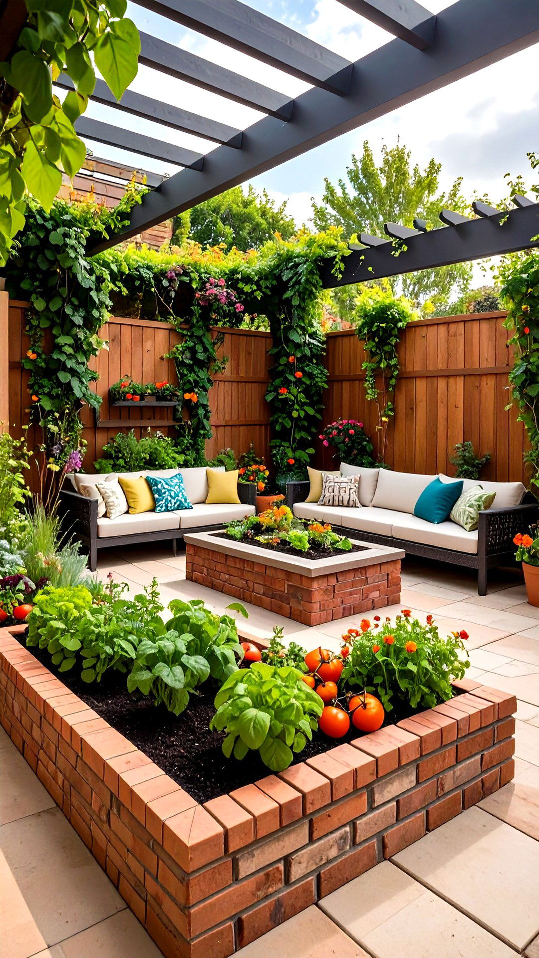 Raised Planter Brick Patio That Blurs Indoor Outdoor Lines - 25 brick patio ideas