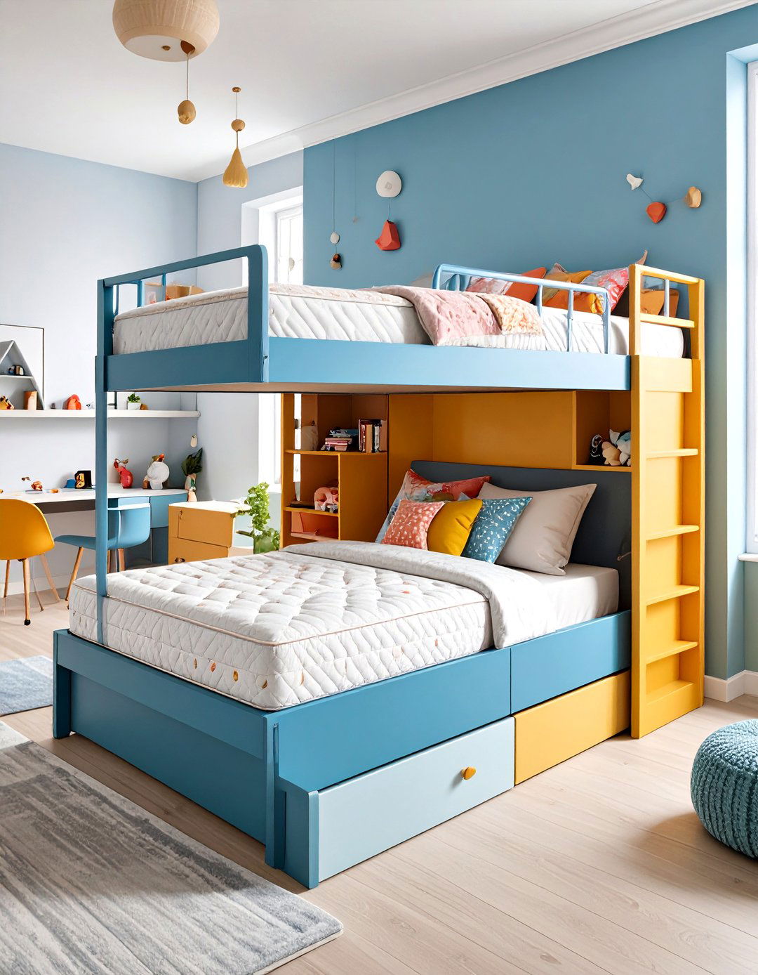 Raised Platform Plus Pull Out Rolling Bed - 25 2 beds in one small room ideas