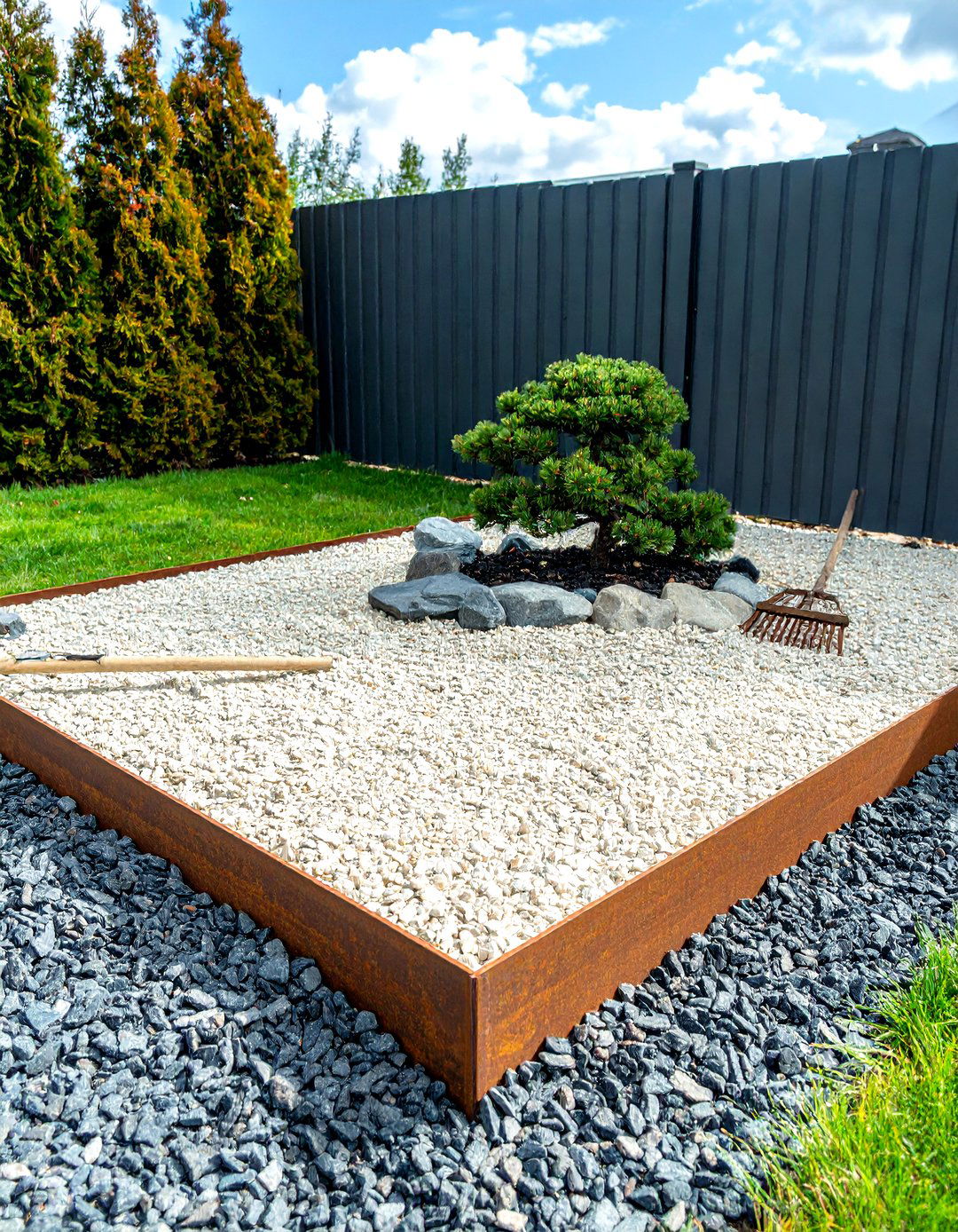 Raised Zen Gravel Rake Garden Focal Point - 25 Garden Focal Point Ideas