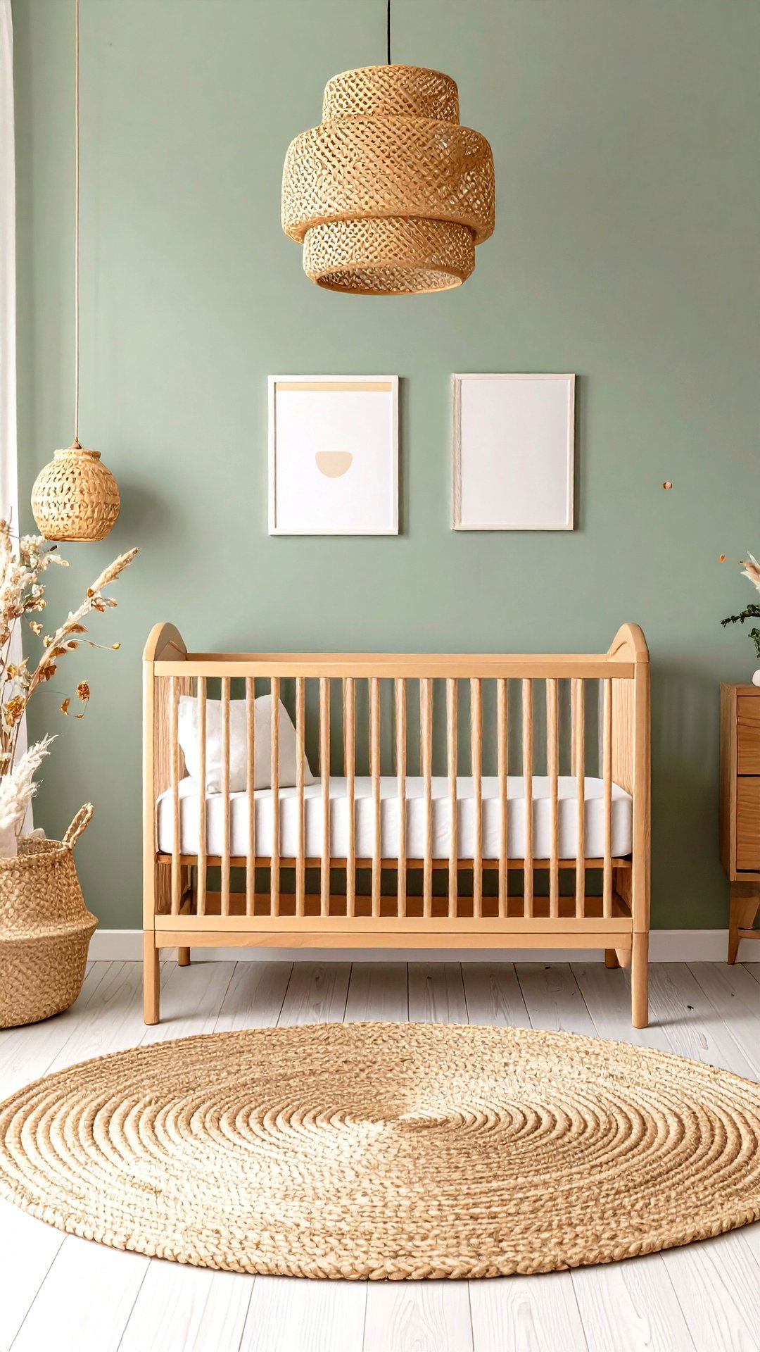 Rattan Accented Natural Green Nursery - 25 green nursery ideas