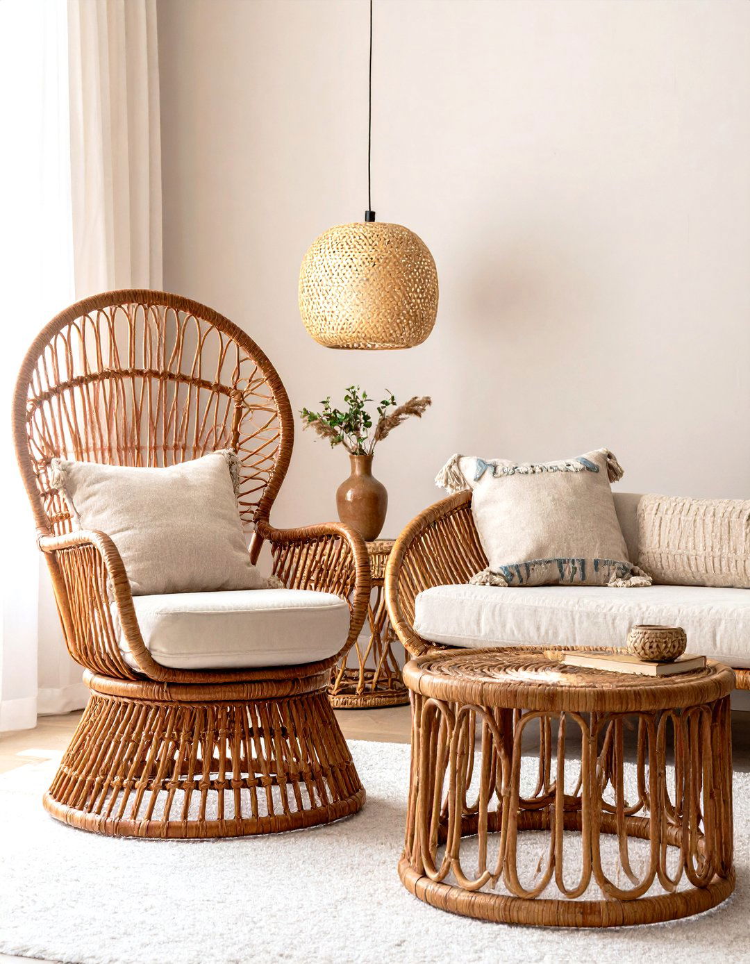 Rattan Accents Lightening a s Living Room - 25 70s living room ideas