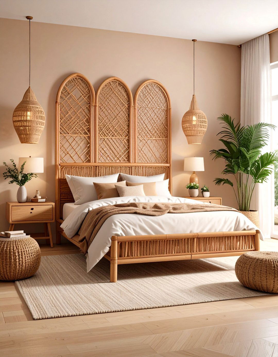 Rattan Room Divider as Moveable No Headboard - 25 no headboard ideas