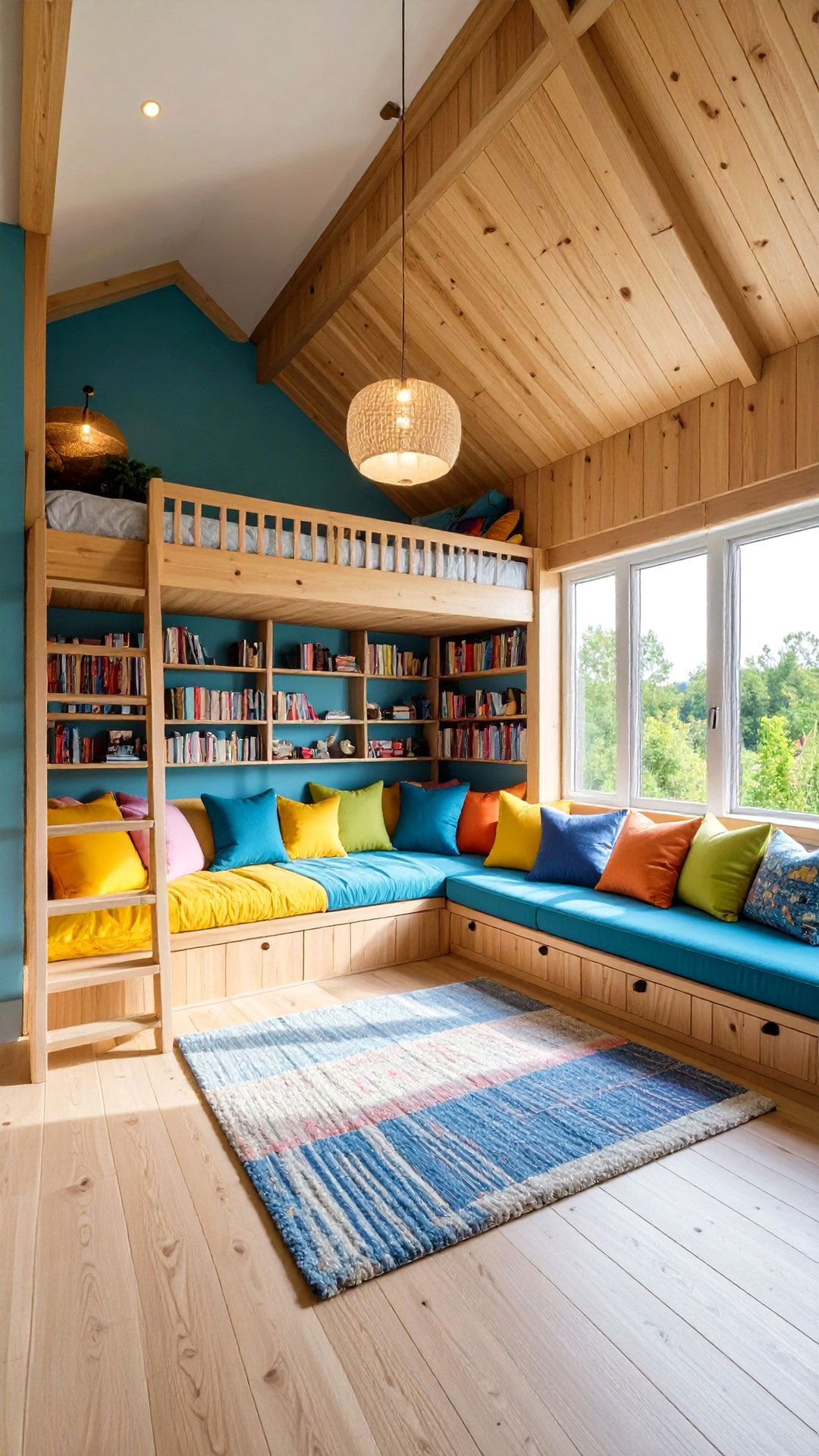 Reading Nook Bunk Room with Built In Shelves - 25 bunk room ideas