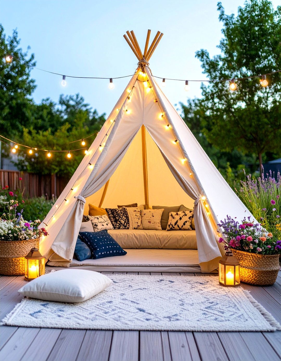 Reading Nook Teepee Retreat - 25 eyfs outdoor area ideas