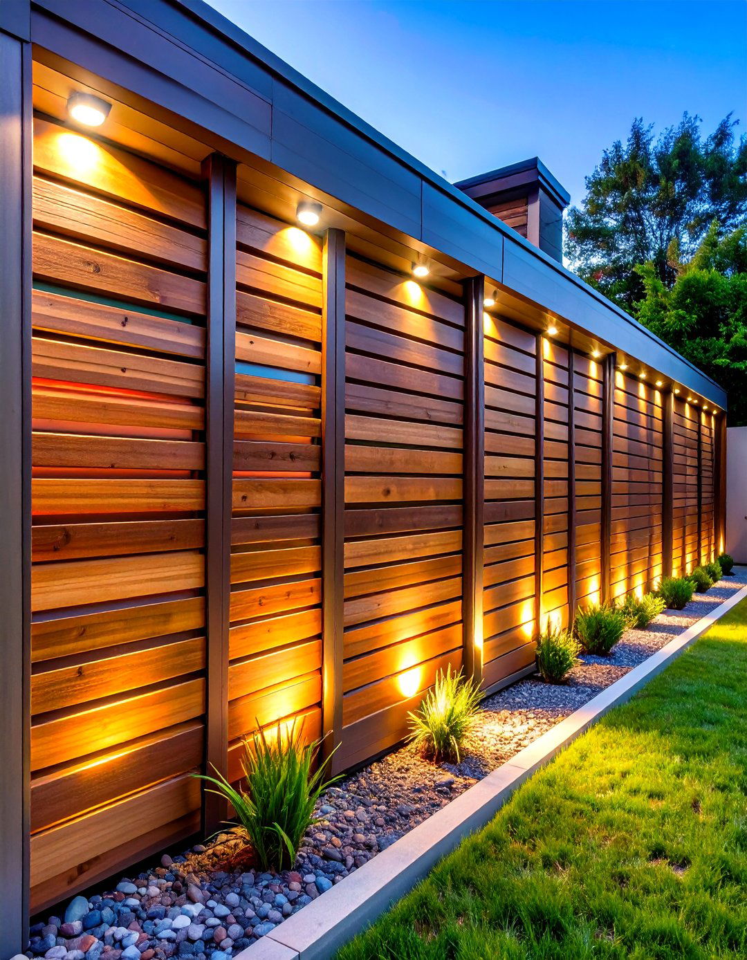 Recessed Slat Fence Lighting for Invisible Illumination - 25 fence lighting ideas