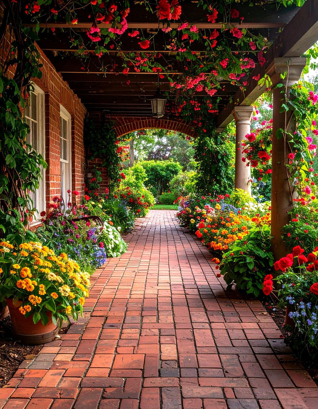 Reclaimed Antique Brick Porch for Storybook Charm - 25 brick porch ideas