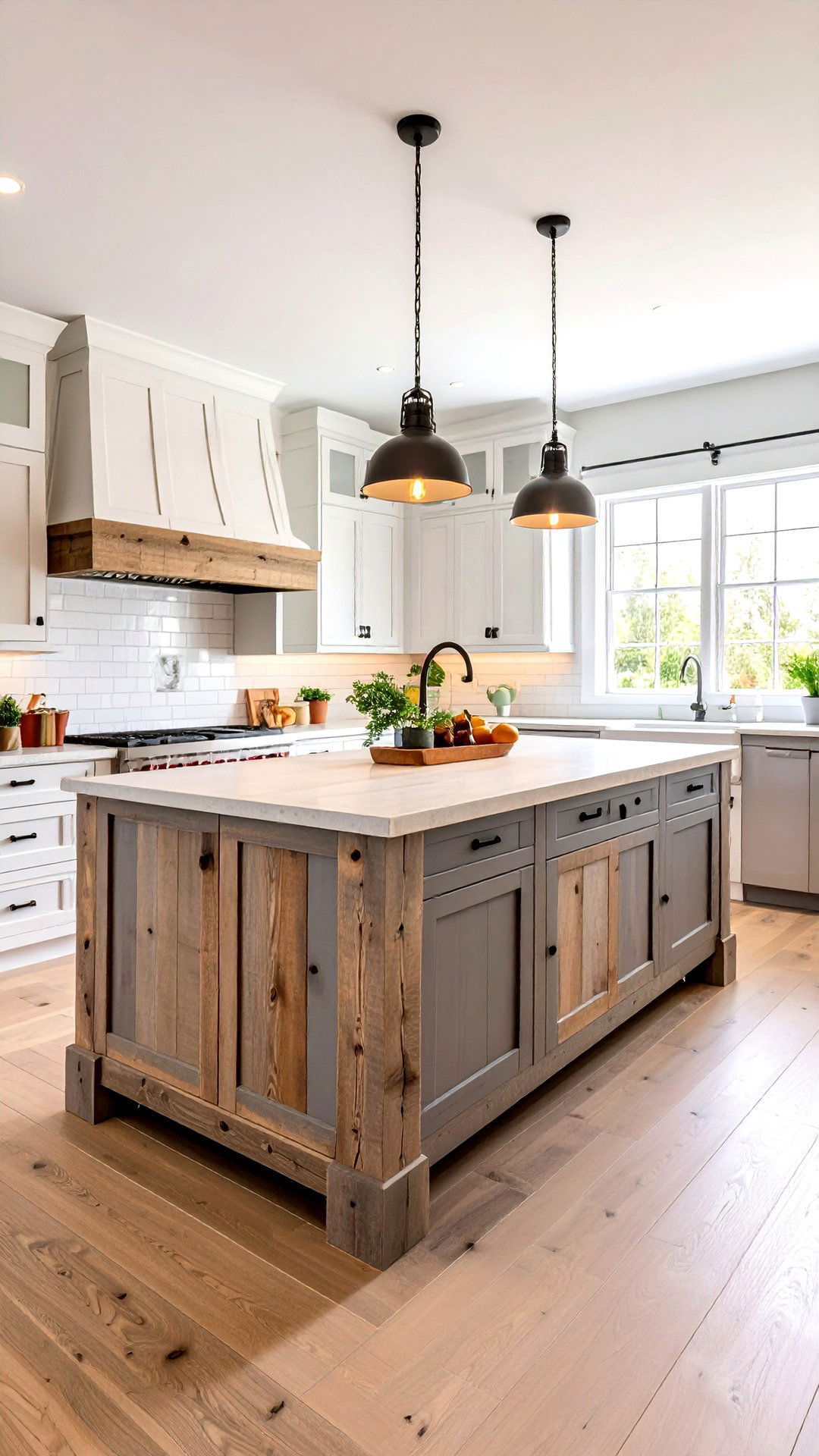 Reclaimed Barnwood Island for Rustic Soul - 25 coastal kitchen ideas