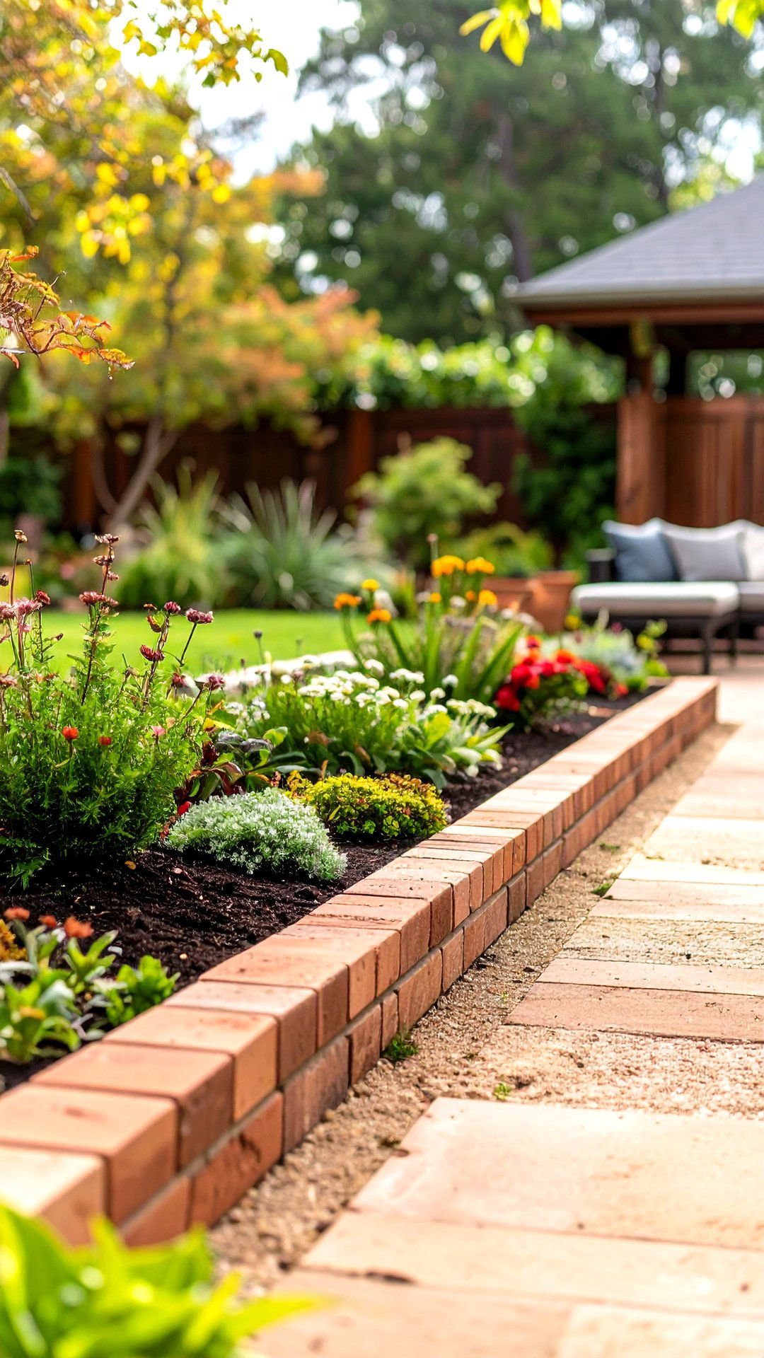 Reclaimed Brick Edging for Rustic Charm - 25 brick edging ideas