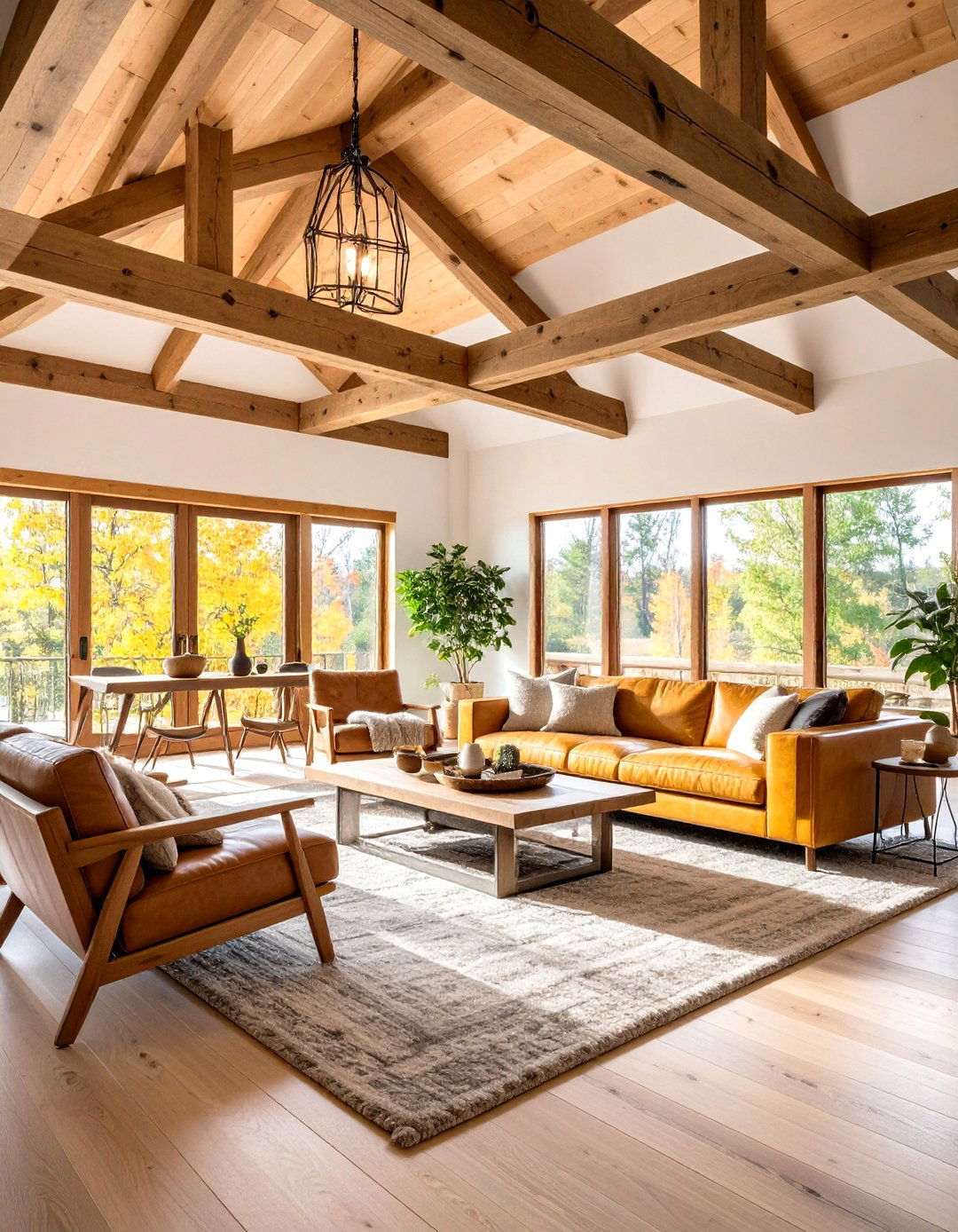 Reclaimed Timber Beams For Sustainable Style - 25 open concept vaulted ceiling living room ideas