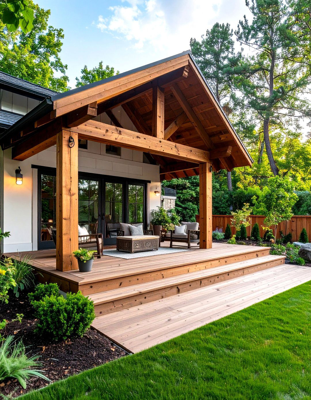 Reclaimed Timber Open Gable Porch With Sustainability Story - 25 open gable porch ideas