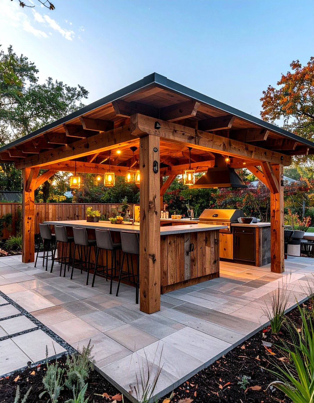 Reclaimed Timber Outdoor Kitchen Gazebo Cuts Costs and Carbon - 25 outdoor kitchen with a gazebo ideas