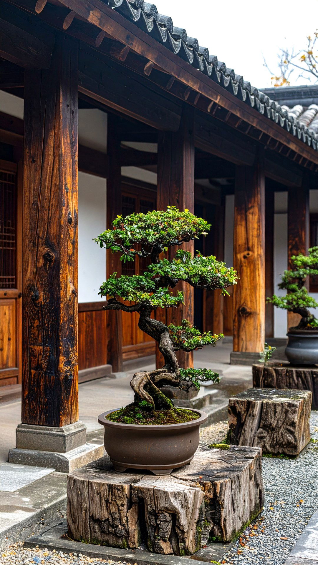 Reclaimed Timber Pillars Bring Rustic Warmth - 25 bonsai garden ideas