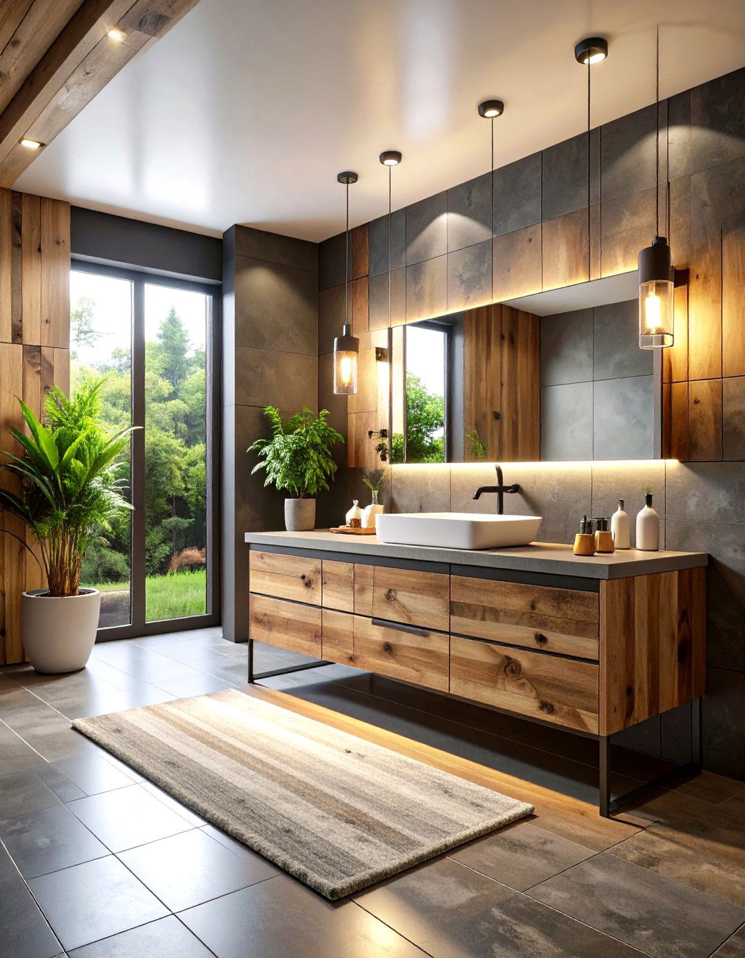 Reclaimed Timber Vanity Adds Soul to a Black and Wood Bathroom - 25 black and wood bathroom ideas