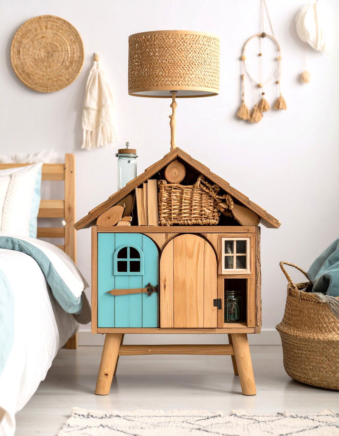 Reclaimed Wood Fairy House Bedside Table - 25 fairy-themed bedroom ideas