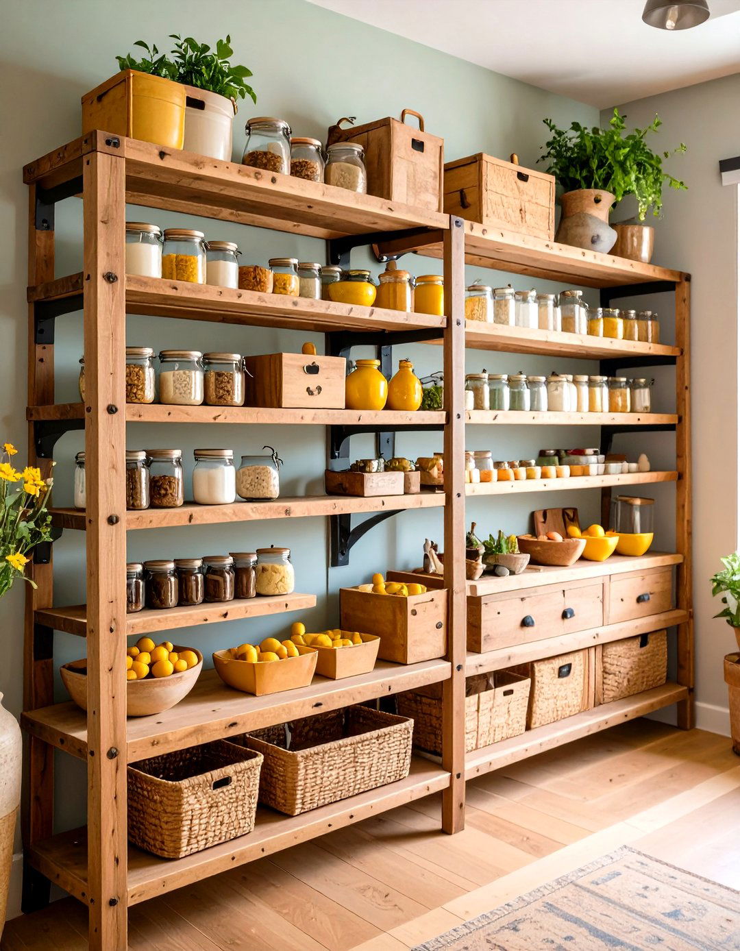Reclaimed Wood Shelves Offer Sustainable Character - 25 pantry shelving ideas