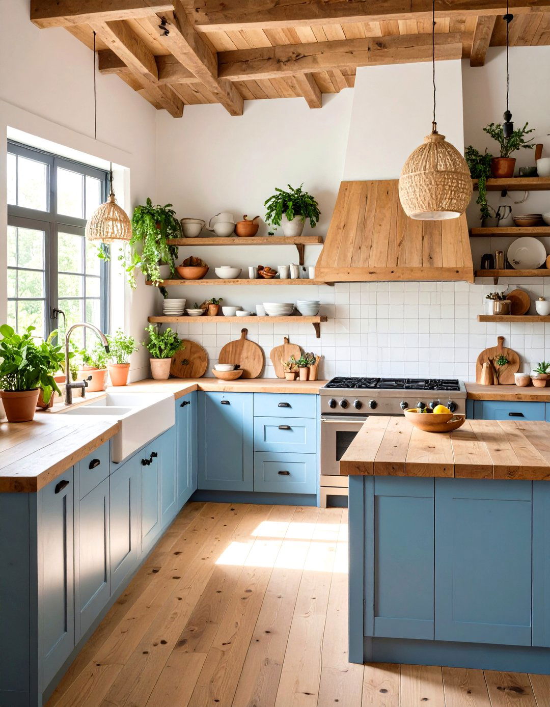Reclaimed Wood Surfaces Strengthen a Sustainable Boho Kitchen - 25 boho kitchen ideas