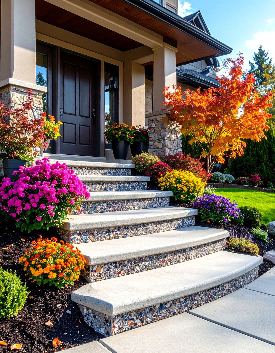 Recycled Aggregate Concrete Front Steps - 25 front step ideas