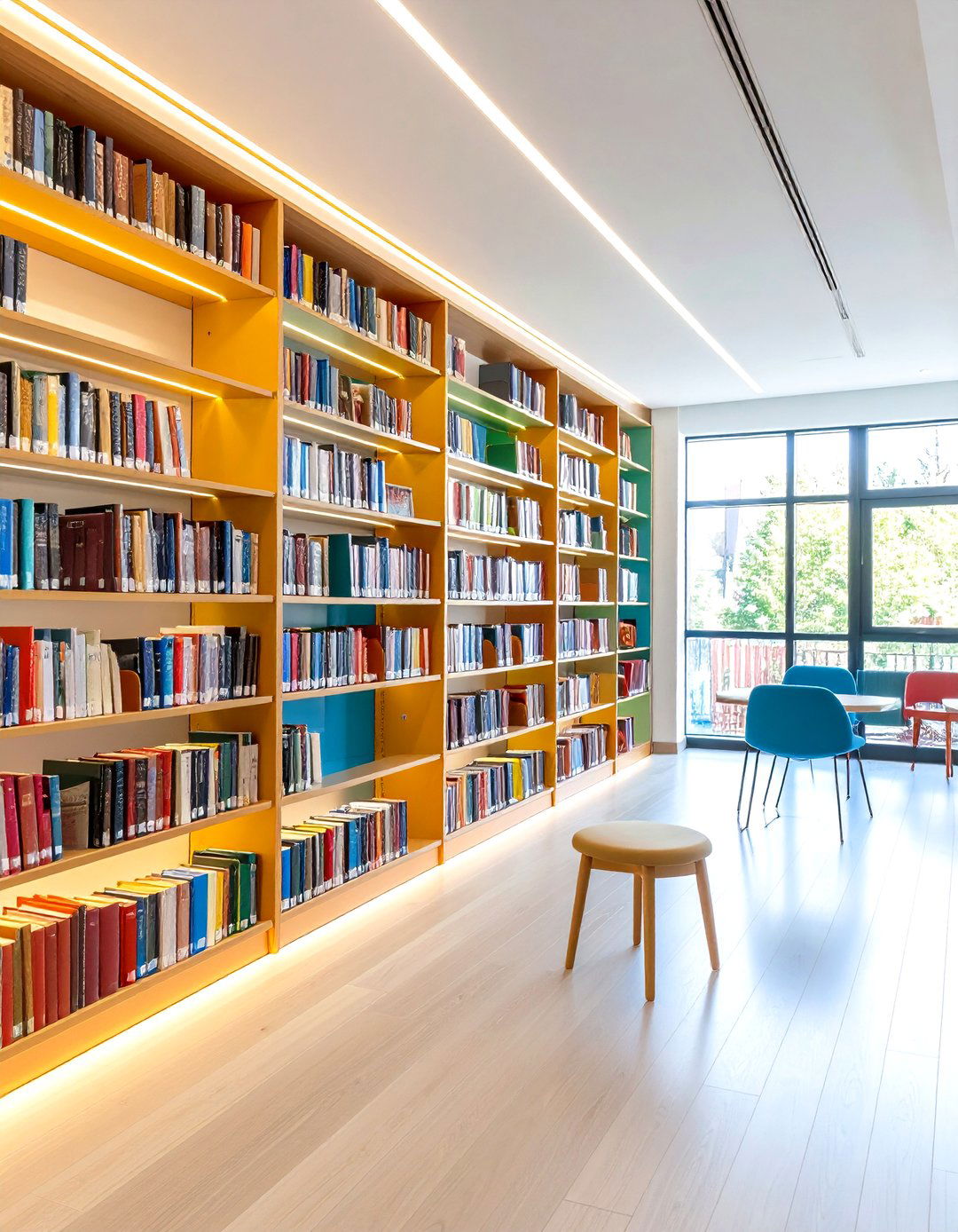 Reference Library Shelving with Sliding Glass Doors - 25 art room ideas