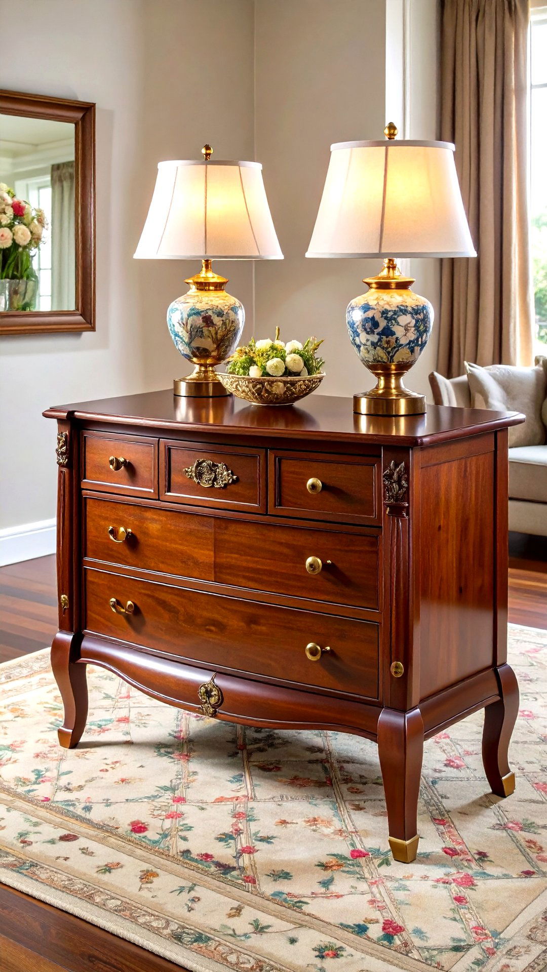 Refinished Mahogany Dressers with Updated Hardware - 25 grandmillennial style bedroom ideas