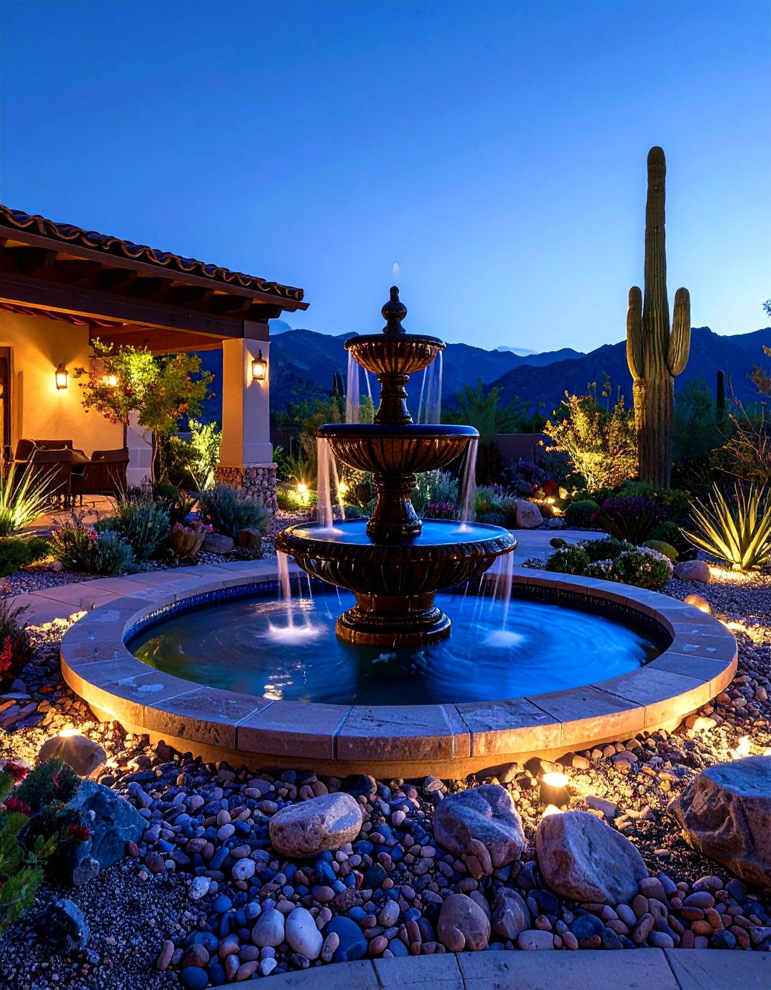 Reflective Backyard Fountain for Soothing Ambience - 25 arizona backyard ideas