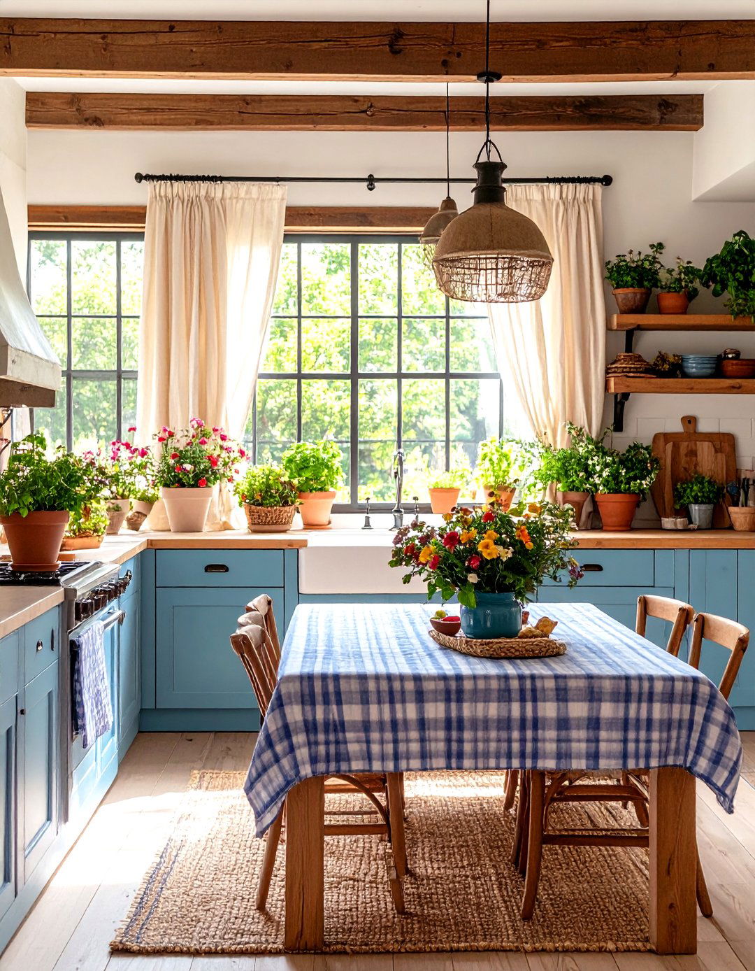 Refresh Seasonally with Textiles and Greens - 25 farmhouse kitchen ideas