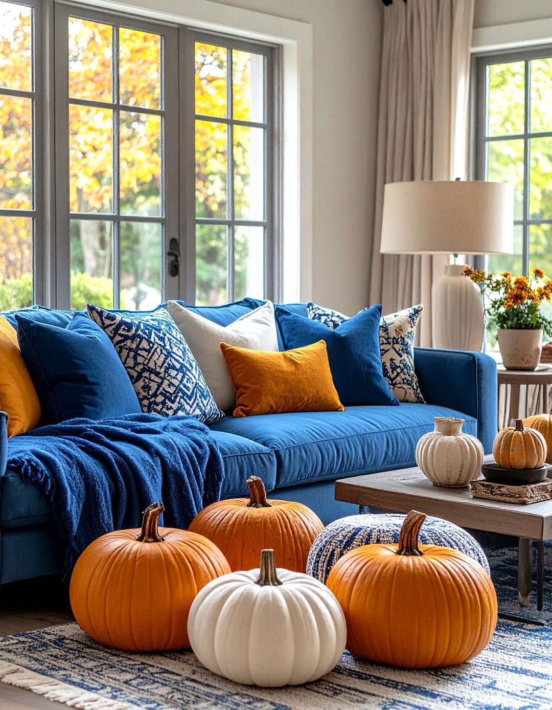 Refresh on a Shoestring With Accessories - 25 orange and blue living room ideas