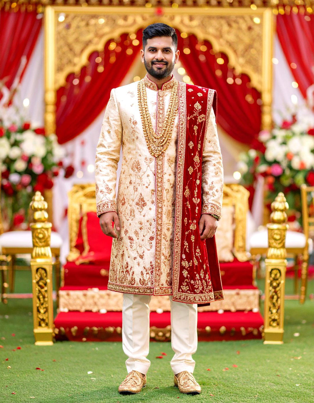 Regal Indian Sherwani Mens Wedding Outfit - 25 men's wedding outfit ideas