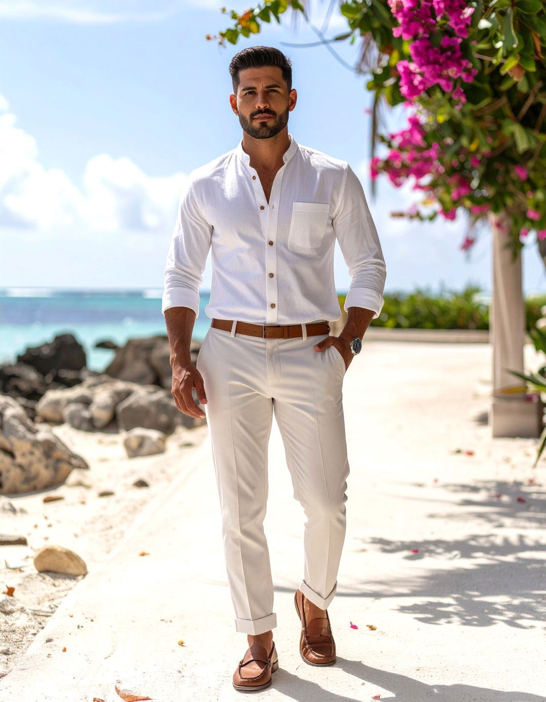 Relaxed Linen Blend Guayabera Mens Wedding Outfit - 25 men's wedding outfit ideas