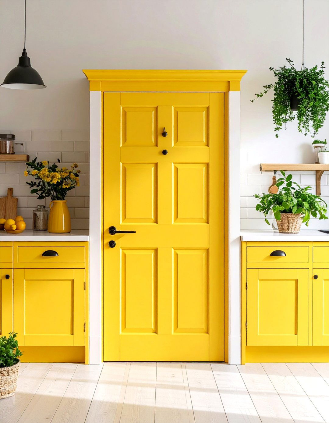 Repaint the Pantry Door a Cheerful Butter Tone - 25 pale yellow kitchen ideas