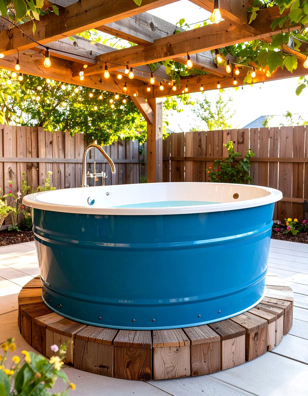 Repurposed Stock Tank Tub - 25 outdoor bathroom ideas