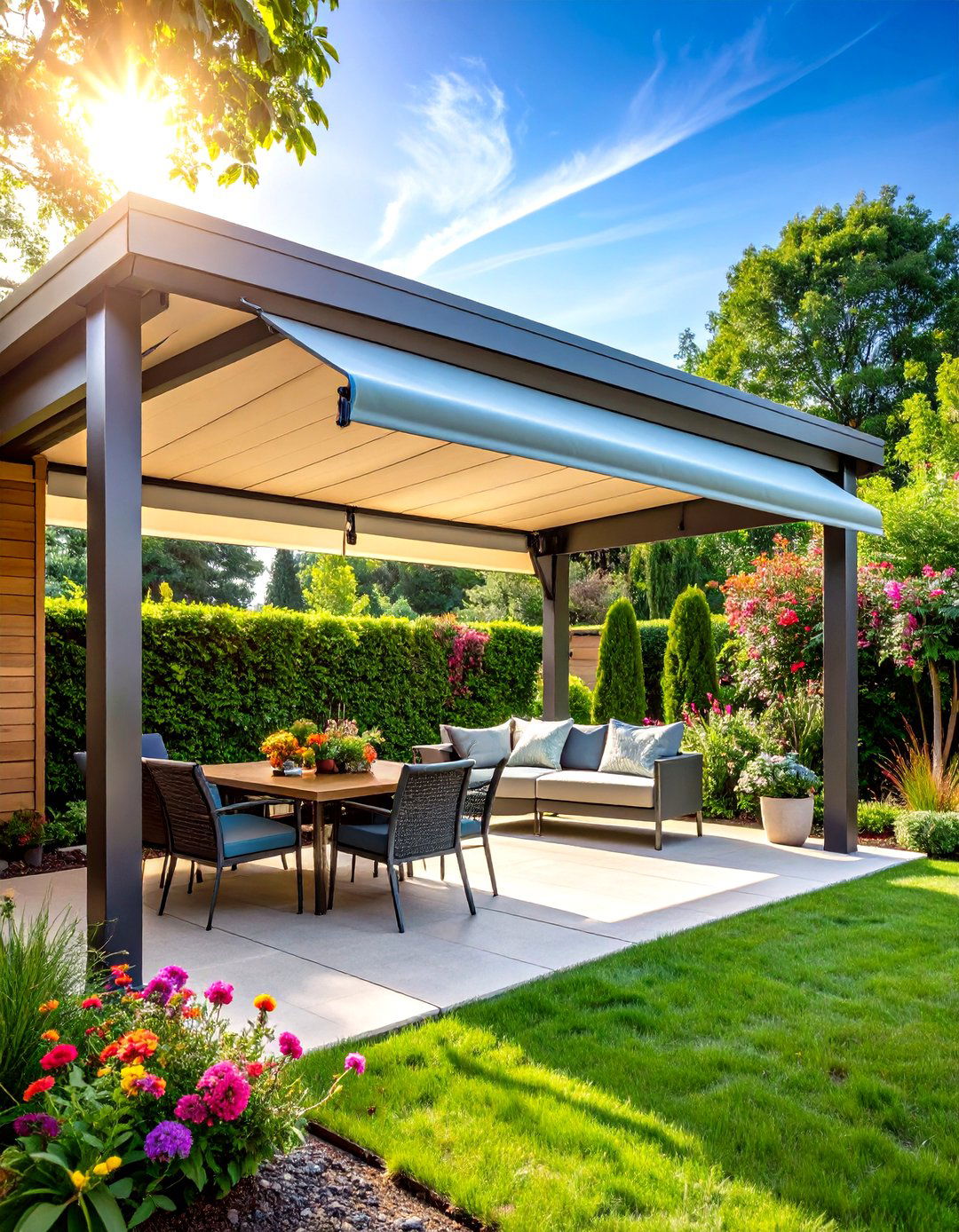 Retractable Side Awning Privacy Screen - 25 outdoor privacy screen ideas