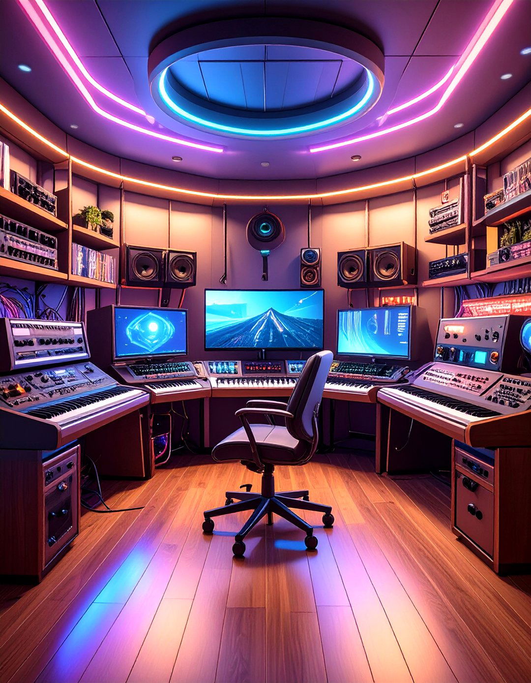 Retro Futuristic Synth Lab Music Room - 25 music room ideas