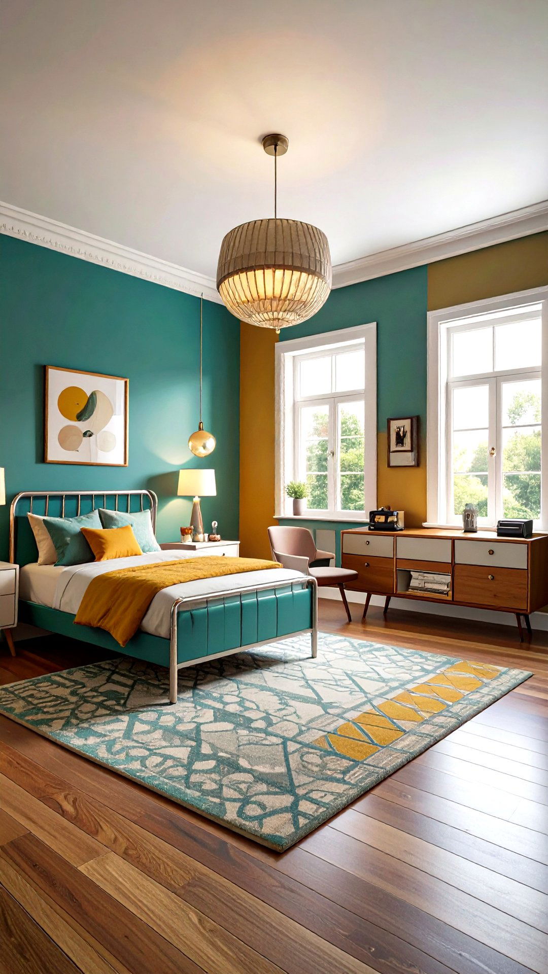 Retro Mustard and Teal Boys Room Paint - 25 boys room paint ideas