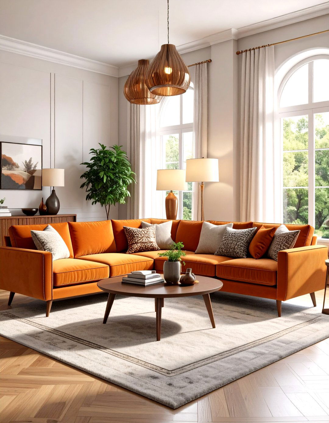 Retro s Lounge in Rust Orange Corduroy - 25 orange room ideas