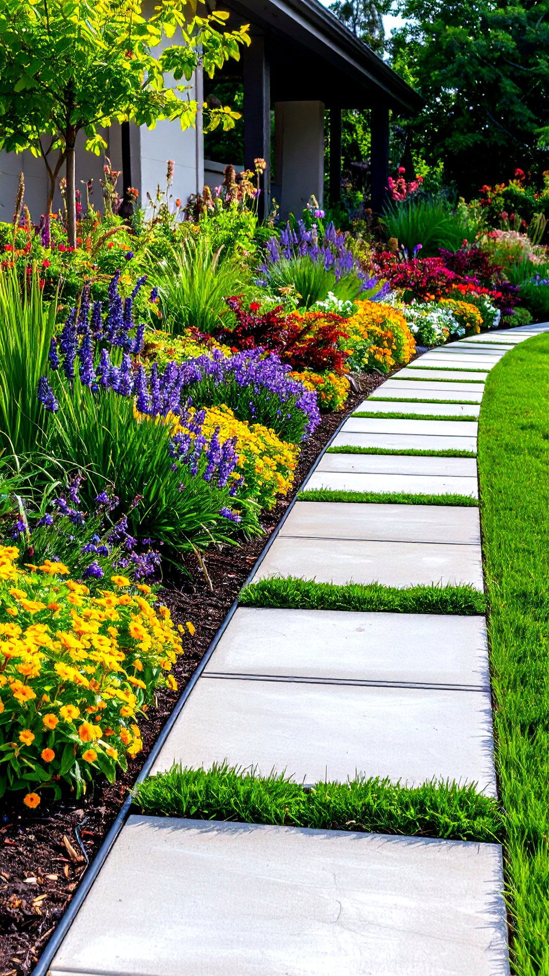 Ribbon Planter Concrete Walkway - 25 concrete walkway ideas