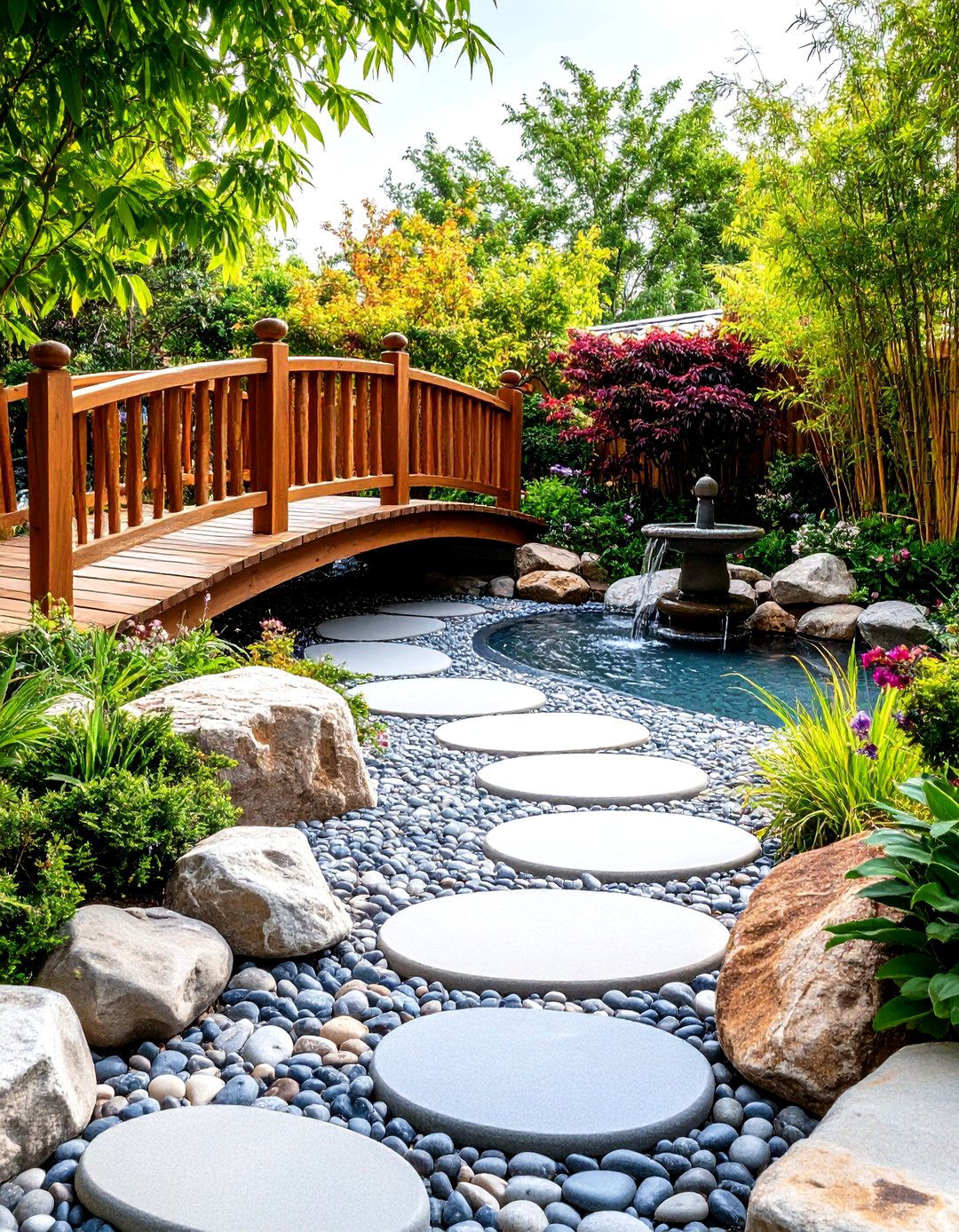River Stone Illusion Painted Concrete Patio - 25 painted concrete patio ideas