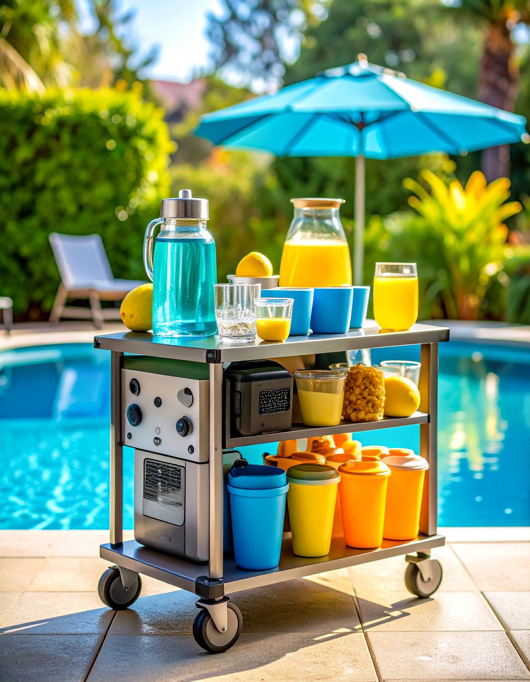 Roll Up Bar Cart Turns Poolside Into Party Central - 25 above ground pool ideas
