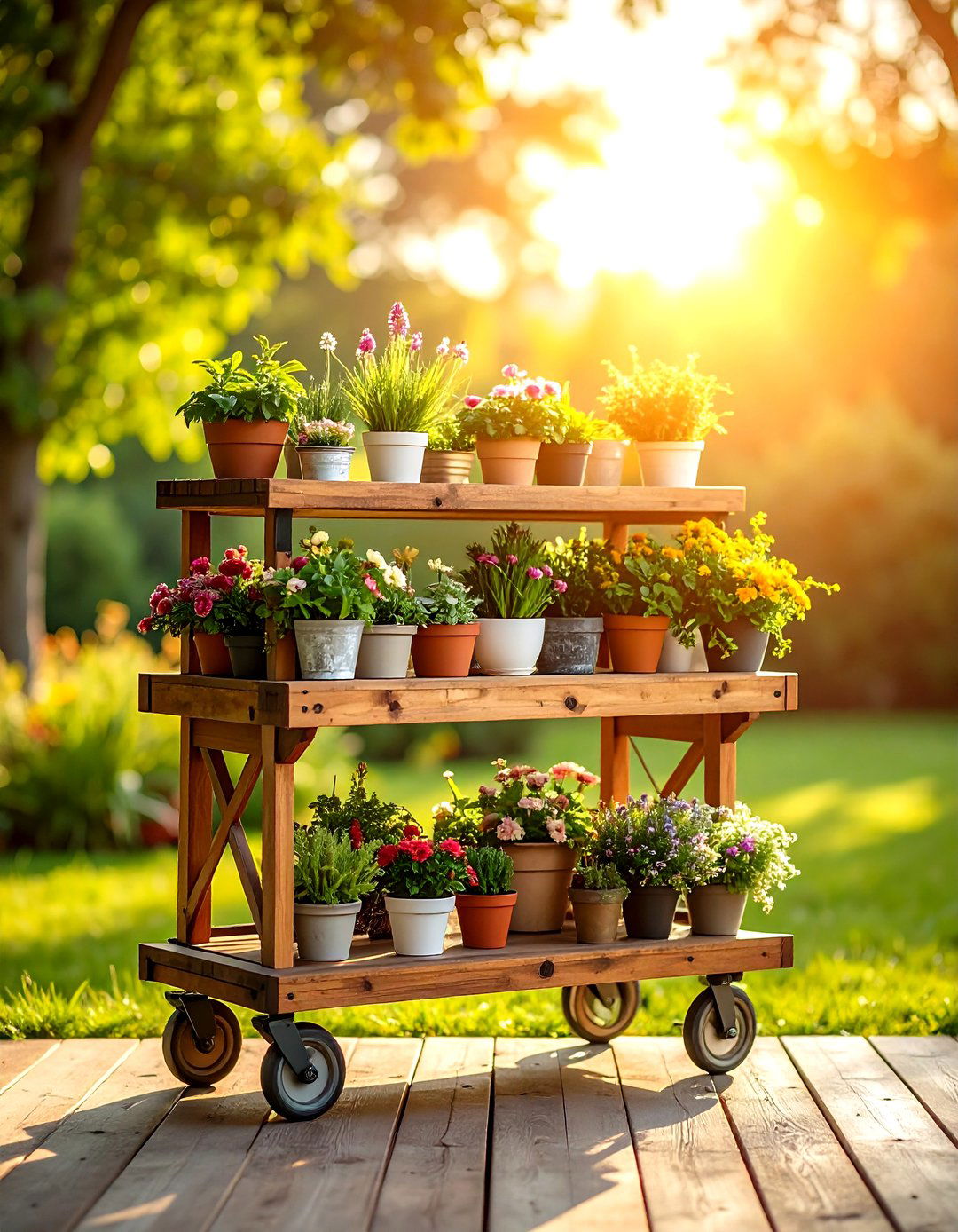 Rolling Cart Plant Stand - 25 outdoor plant stand ideas